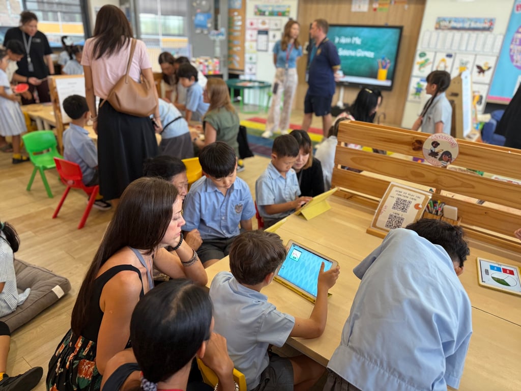 Pre-Prep parents joining classroom activities during the final Come and See event.