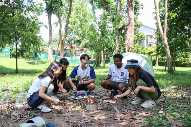 Students taking part in the Forest School Programme, an initiative available at the school