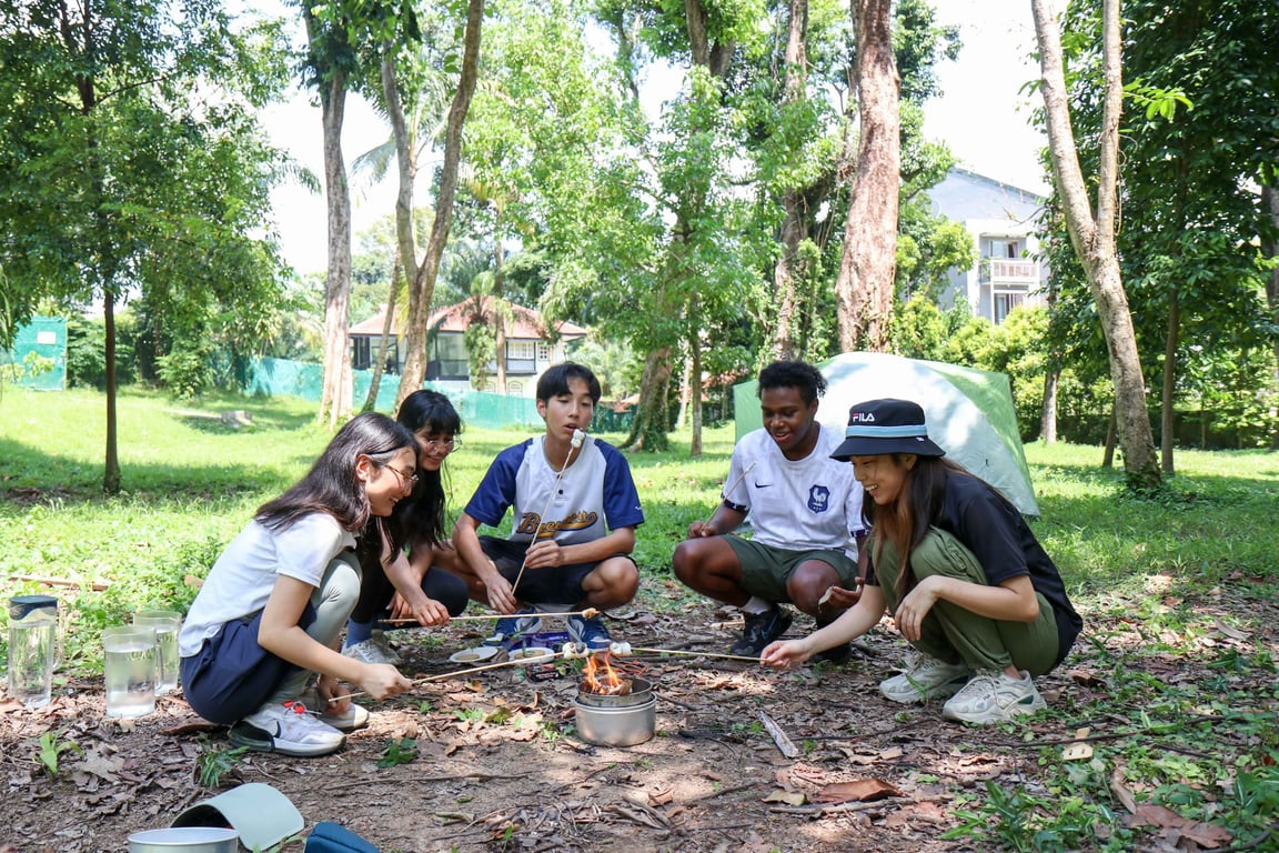 Students taking part in the Forest School Programme, an initiative available at the school