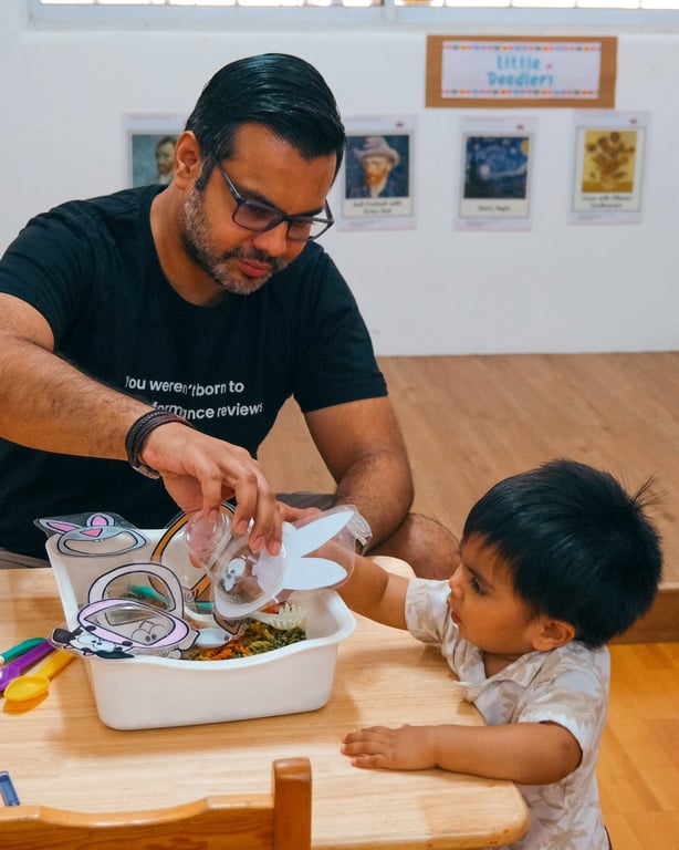 A parent participating in an activity at LPP.