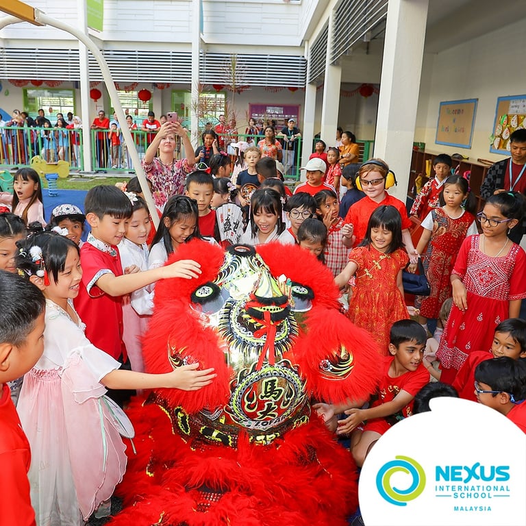 Students enjoy the Lion Dance at the Lunar New Year celebrations
