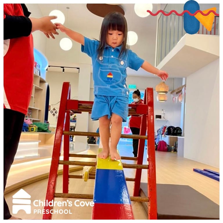 A student working on their balance skills during gym class.