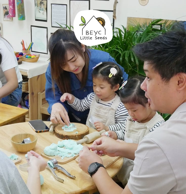 A family at a playgroup session.