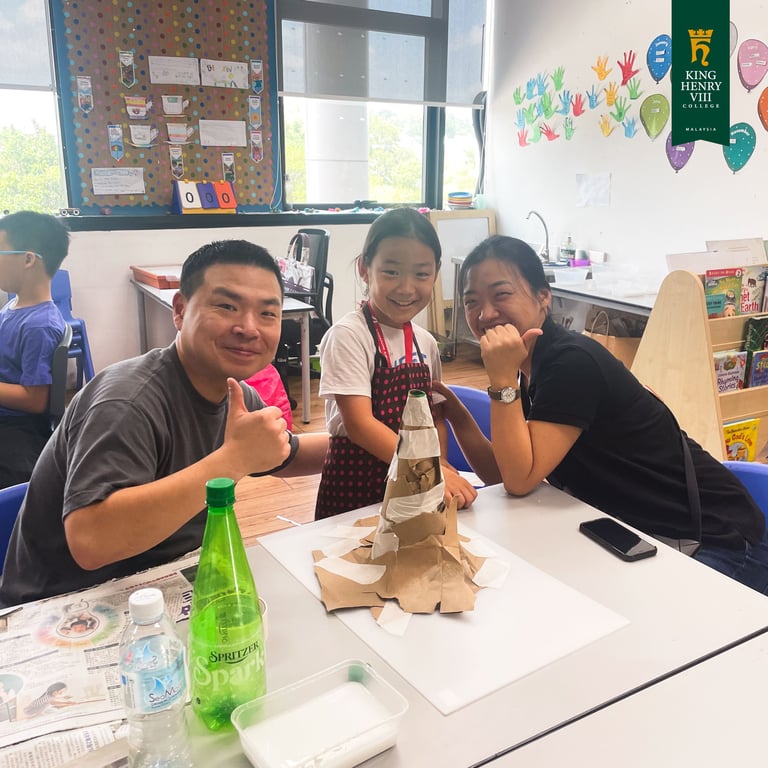 Year 3 students learning science hands-on with family involvement.
