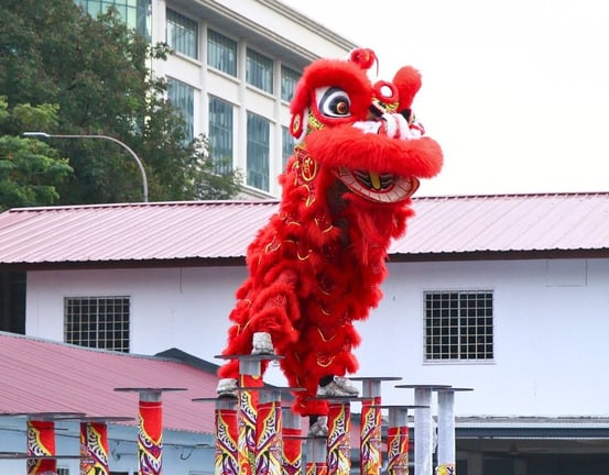 Lion Dance performance marking the close of Chinese New Year.