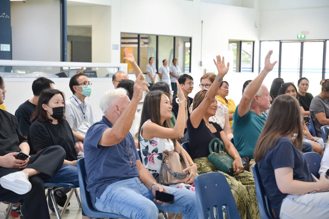 Parents during an open house event.