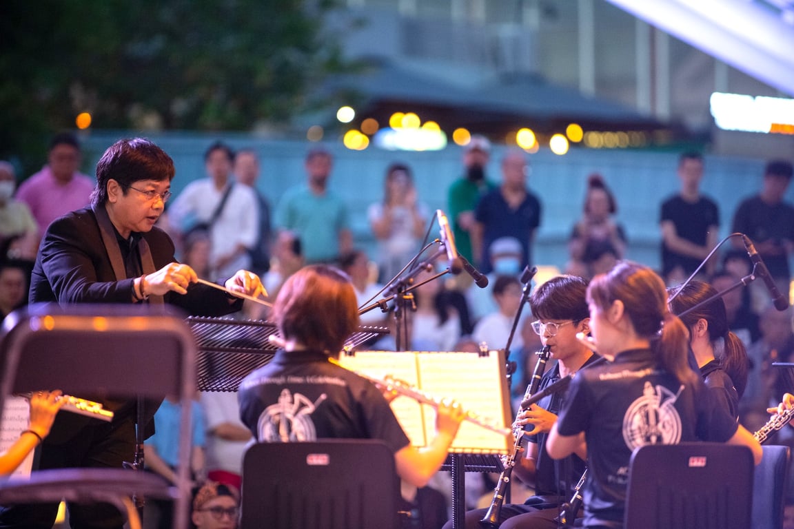 The ACS(I) Chamber Orchestra perform at the Outdoor Theatre at the Esplanade, for the school's 20th birthday