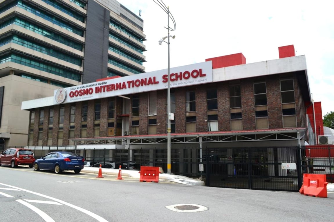 The front entrance of the school