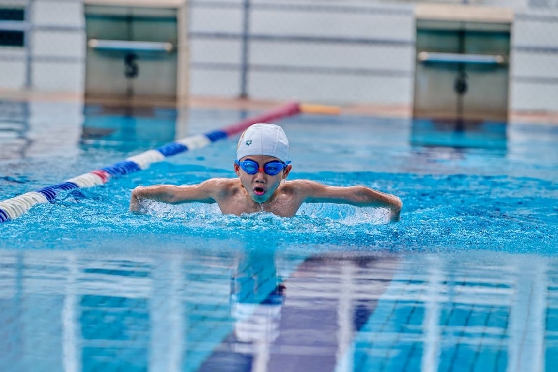 Building confidence in the water with swimming as part of every student’s school experience in our half-Olympic-size swimming pool.