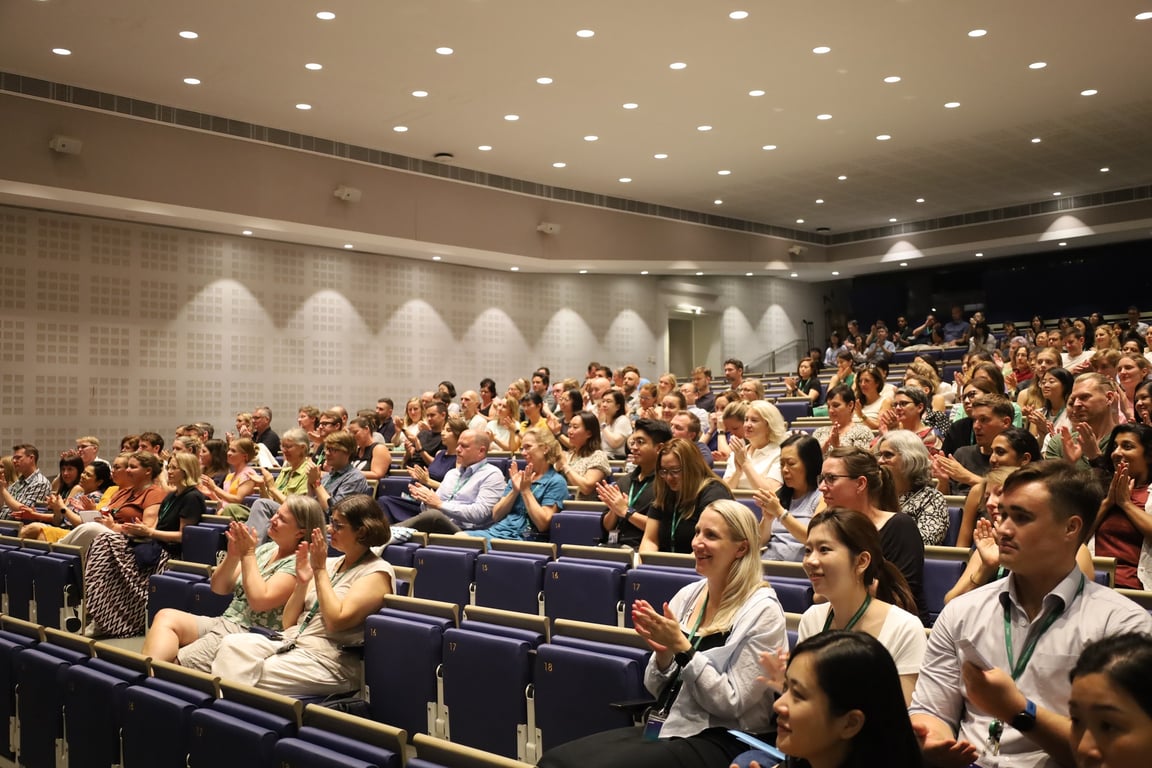The GSIS community during an assembly celebrating 55 years of GSIS.
