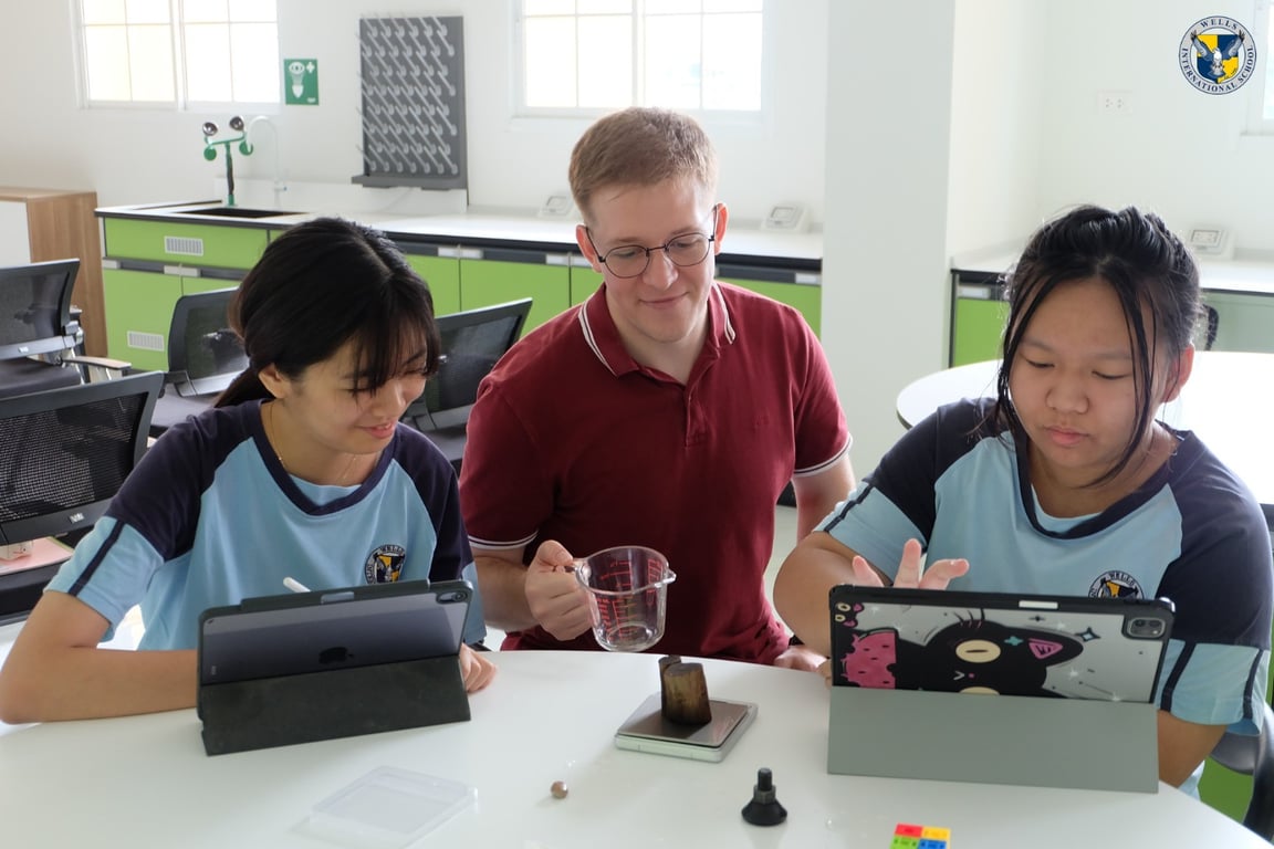 “Middle school students conducting a science experiment.