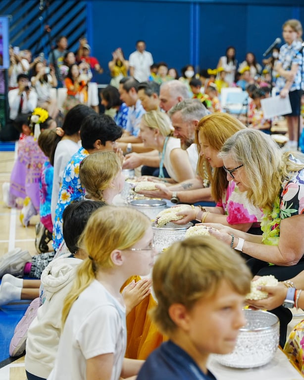 The school community celebrating Songkran with tradition, gratitude, and togetherness.