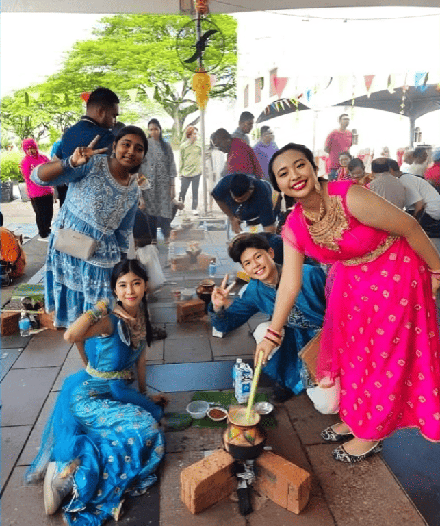 Pongal celebration brings students together in honoring cultural traditions through joyful cooking activities.