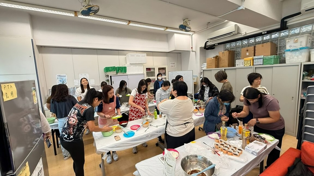 Parents explore culinary skills through interactive cooking workshops.