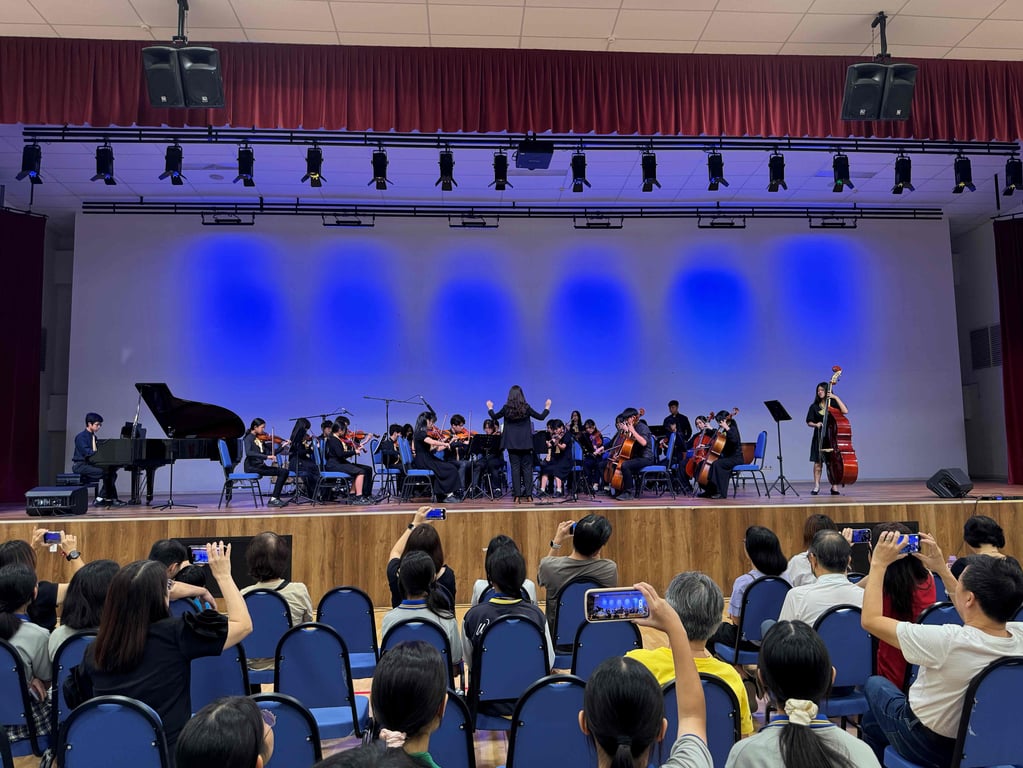 Students performing in a school orchestra
