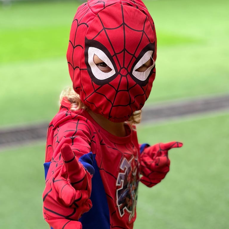World Book Day costume featuring a Spiderman character.