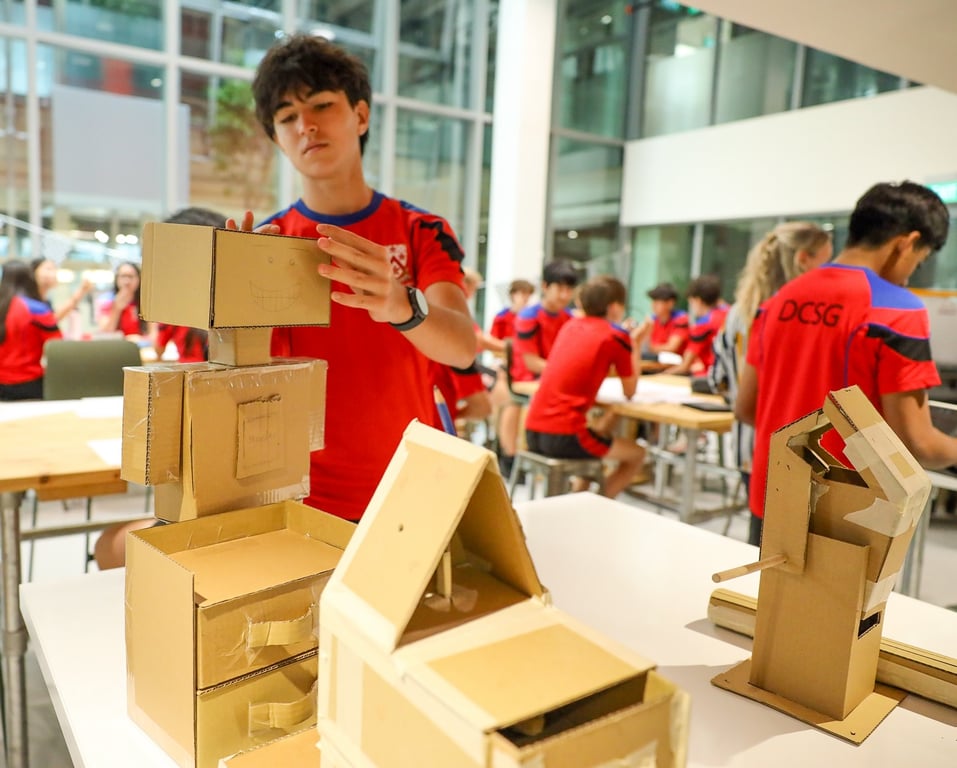 Year 11 IGCE Design & Technology students participating in a rapid prototyping workshop with the James Dyson Foundation.