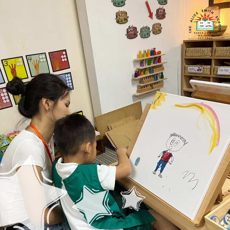 Parents join the classroom during the Reception Masterpiece morning.