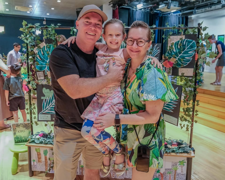 CP students show off their art work to parents as part of an 'urban jungle' exhibition.