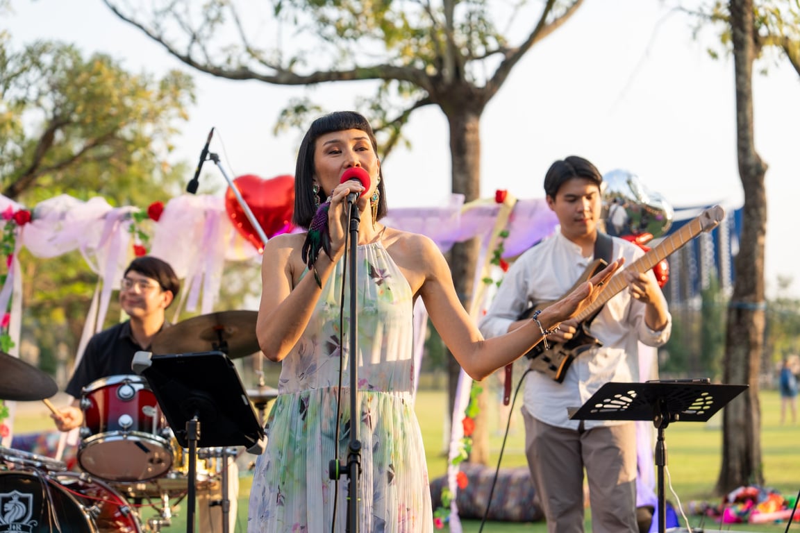 Live band performing at the Love and Lanterns festival hosted by the PTA.