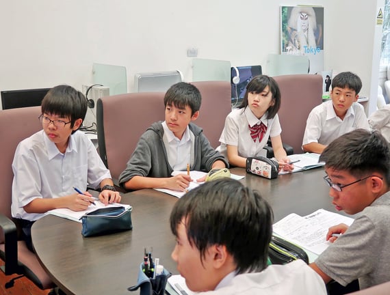Secondary school students on a class trip to the Embassy of Japan in Singapore