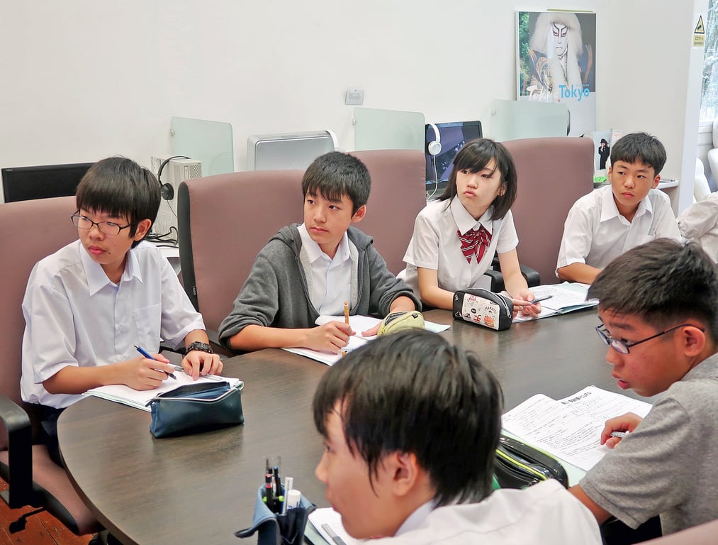 Secondary school students on a class trip to the Embassy of Japan in Singapore