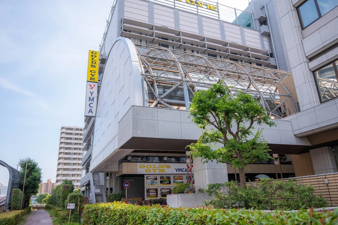 okyo YMCA International School located within a shared urban complex.