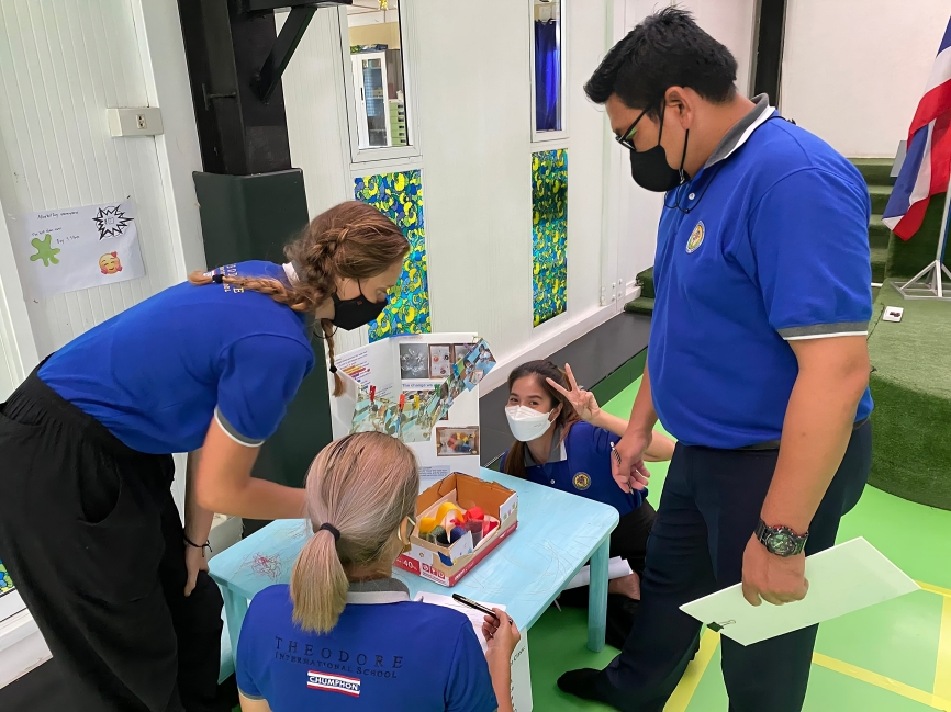 Students presenting projects at the TIS Science Fair 2022.