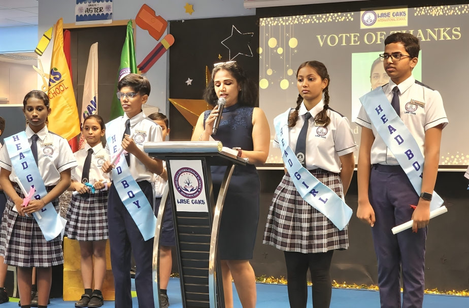 Student leaders are formally inducted during the Wise Oaks investiture ceremony.