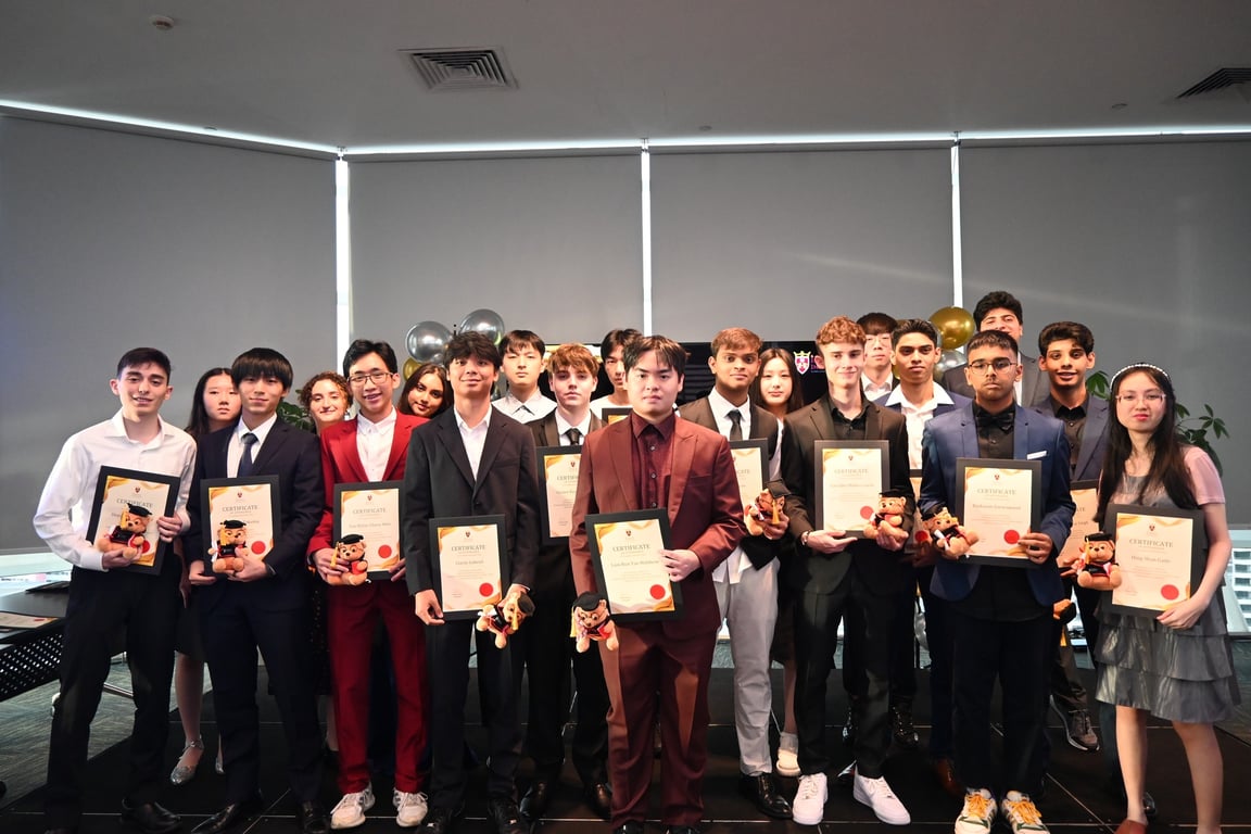 Graduating students celebrate their achievements in front of parents, teachers and staff at a ceremony held in the National Library Building.