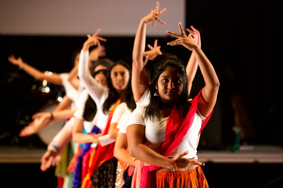 Students performing an Indian dance at Kahaani, the annual dance showcase