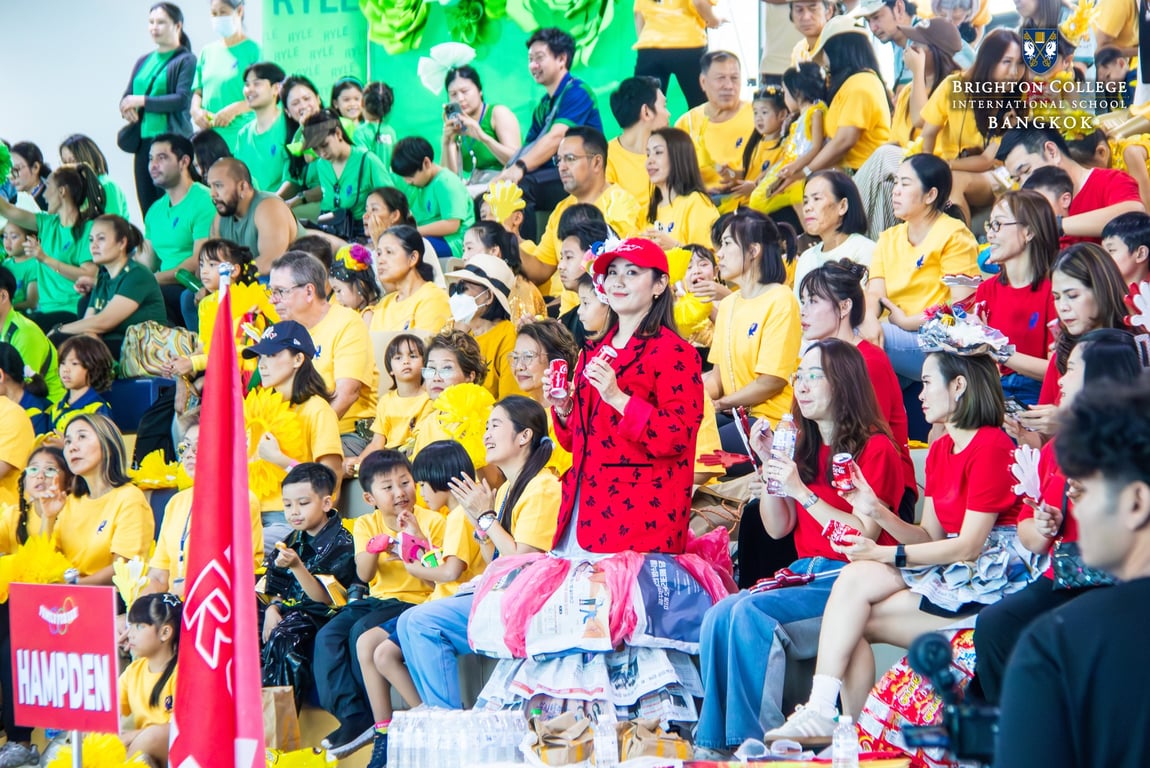 Families cheering during Family Fun Day house competitions.