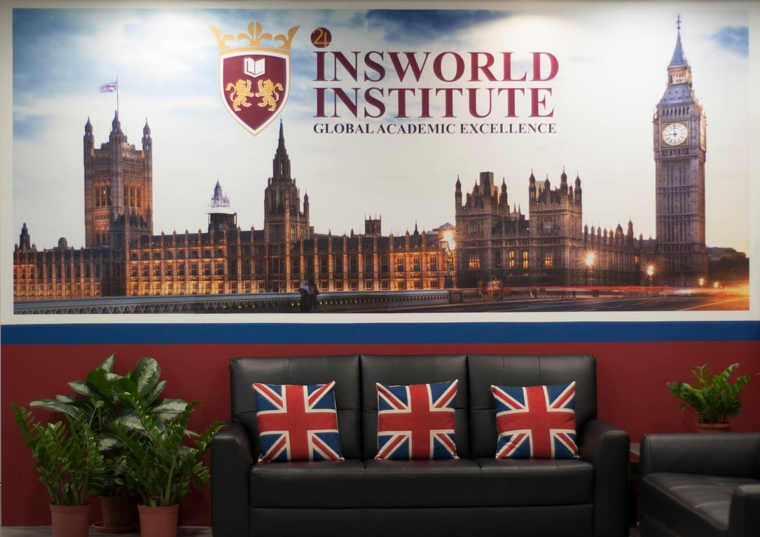 The reception area of the Insworld Institute, the school is located in the National Library Building
