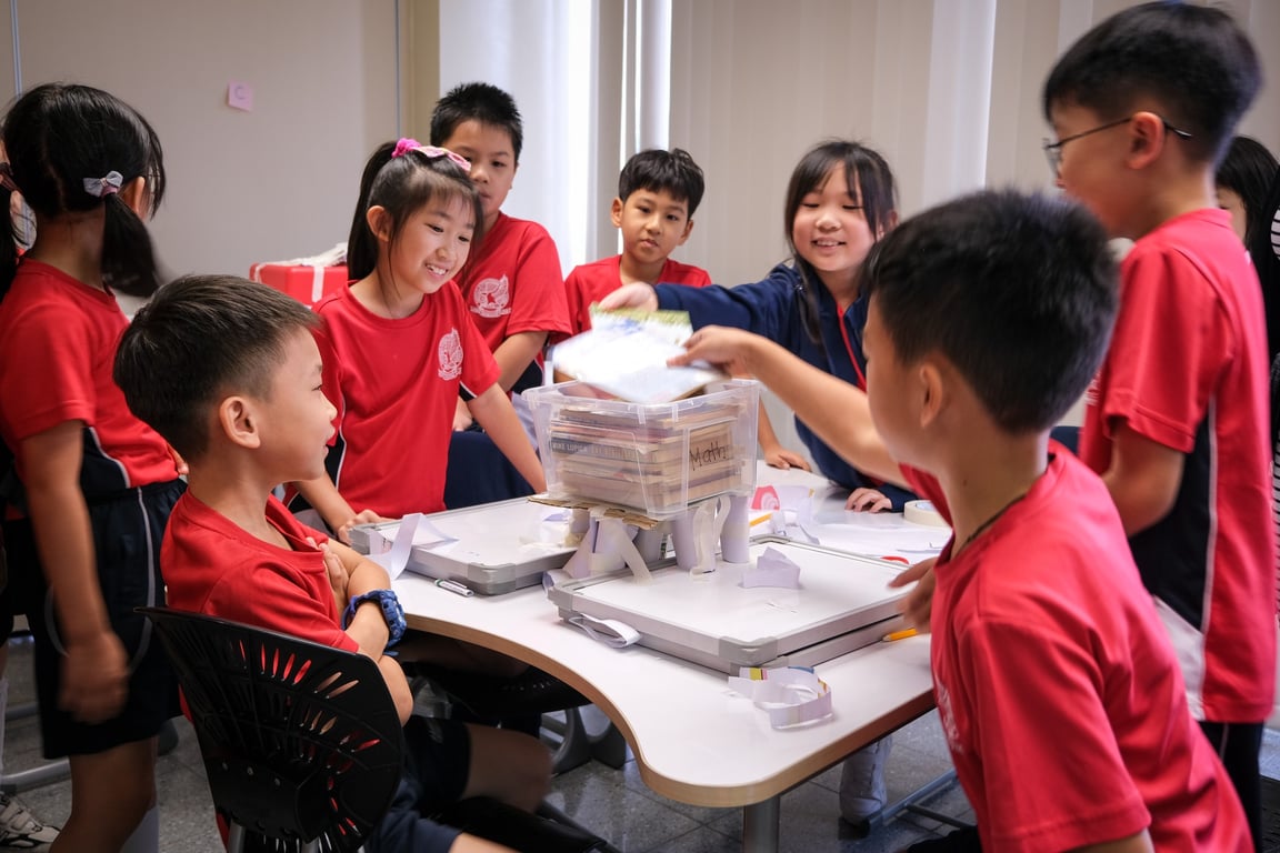 Students participating in an activity during class.