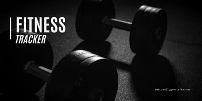Black White Simple Fitness Tracker Banner