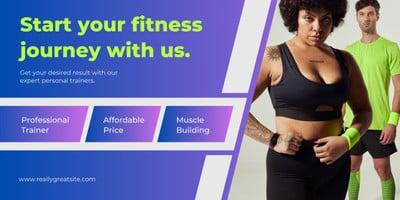 Green, Purple and Blue Gradient Gym Fitness Banner