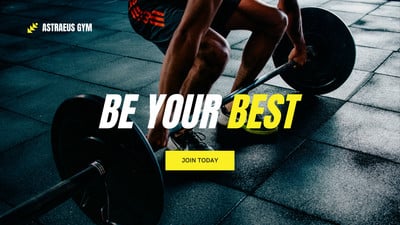 Bright Yellow and Black Photographic Fitness Service Website