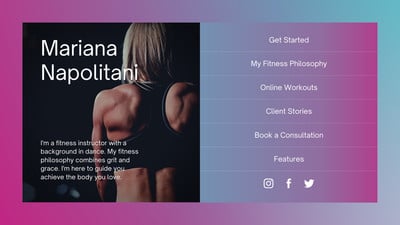Pink and Blue Gradient Fitness Bio-Link Website