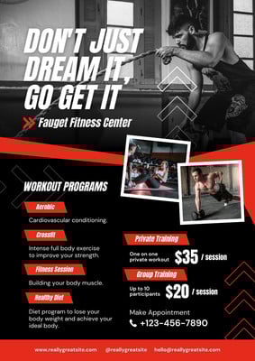 Black Red Gym Fitness Center Personal Trainer Promotion Flyer