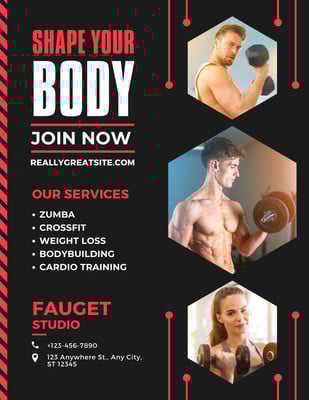 Red And Black Fitness Studio Flyer