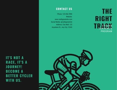 Black Green Bicycle Cycling Fitness Tri-fold Brochure