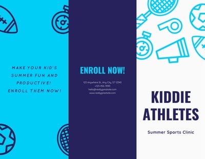 Blue Dark Violet Illustrated Icons Fitness Brochure