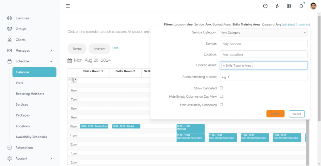 Asset Management Filter Schedule Assets