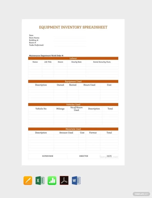 Free Equipment Inventory Spreadsheet Template