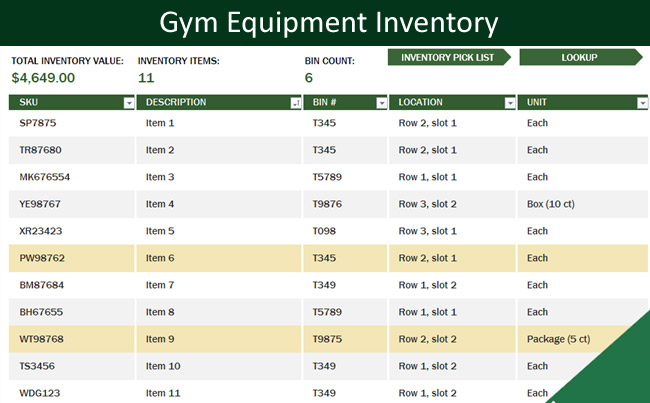 Gym Equipment Inventory Tracking
