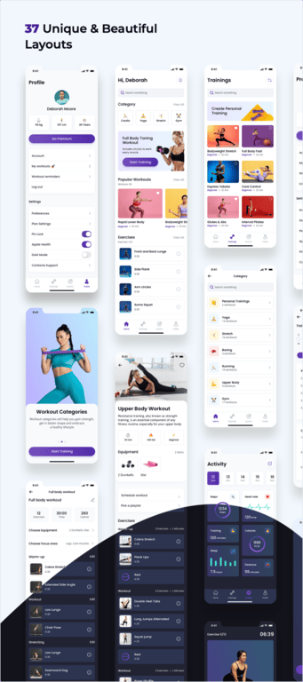 Fitness App UI Kit Figma Design Template