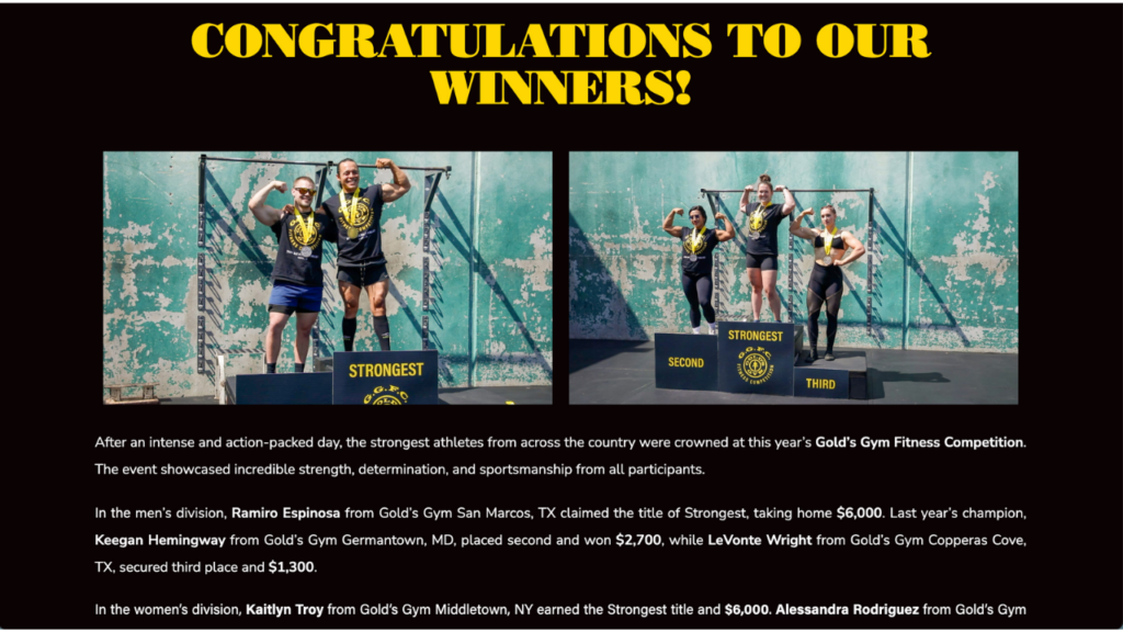 Gold's Gym Fitness Competition Winners
