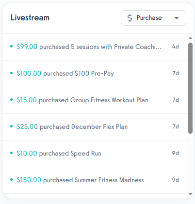 Dashboard - Livestream