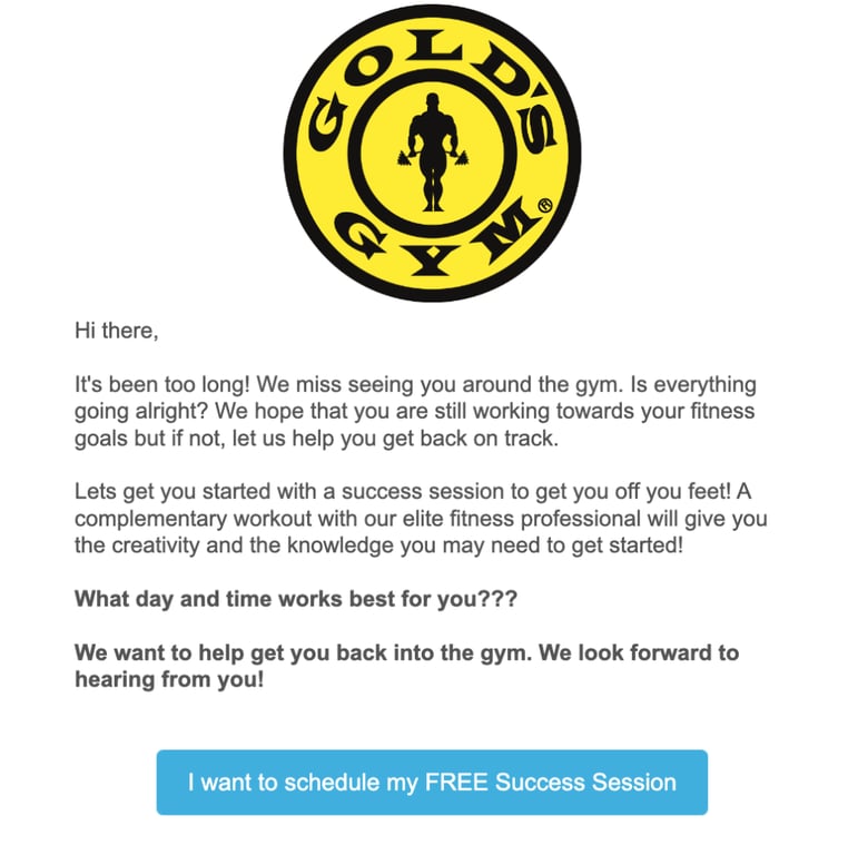 Gold's Gym Win Back Campaign
