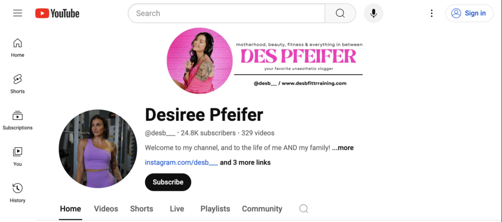 Des B Fit YouTube Channel